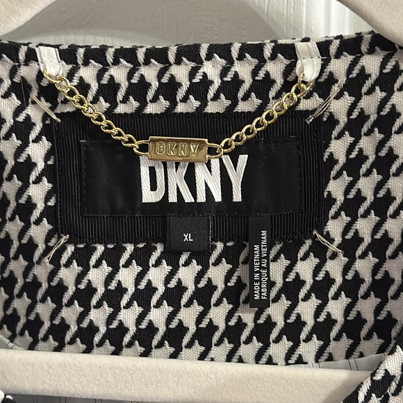 DKNY Women’s Houndstooth Cape-Sleeve Jacket w/Open Front Collarless Detail in XL - Picture 13 of 16